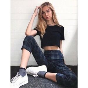 Brandy Melville John Galt Jane Green Plaid High Rise Pants